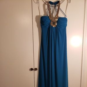 Camille La Vie Formal Teal Halter Dress
